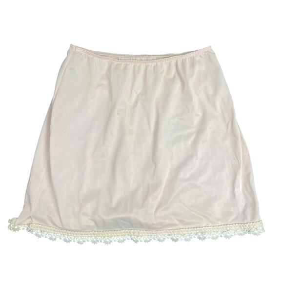 VTG 60s 70's Sears Petal Pink Half Slip Mini Short Coquette Nylon Lace Silk FLAW - Picture 1 of 8